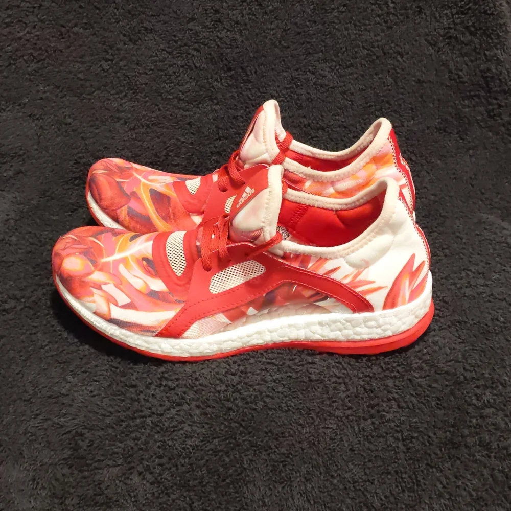 adidas Pure Boost X “Power Red” Floral Workout Running Shoes - Picture 11 of 11
